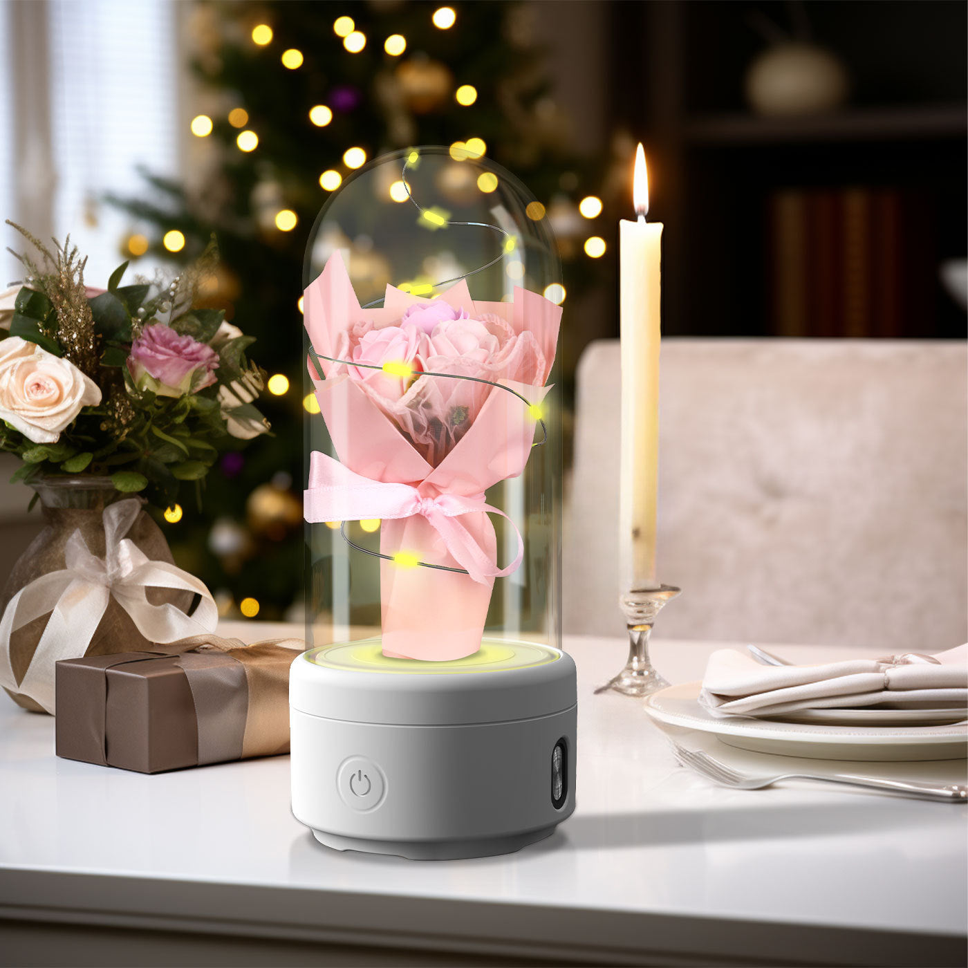 RoseGlow Harmonie: 2-in-1 LED-Licht & Bluetooth-Lautsprecher - Perfektes Muttertagsgeschenk